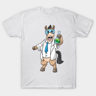 Horse as a chemist with goggles and test tube T-Shirt